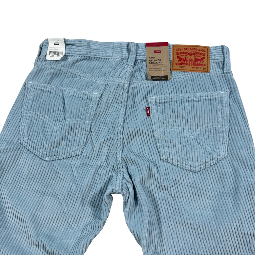 Levis 559 Relaxed Straight Mens 32x30 Light Blue Corduroy Pants 005591061 NEW